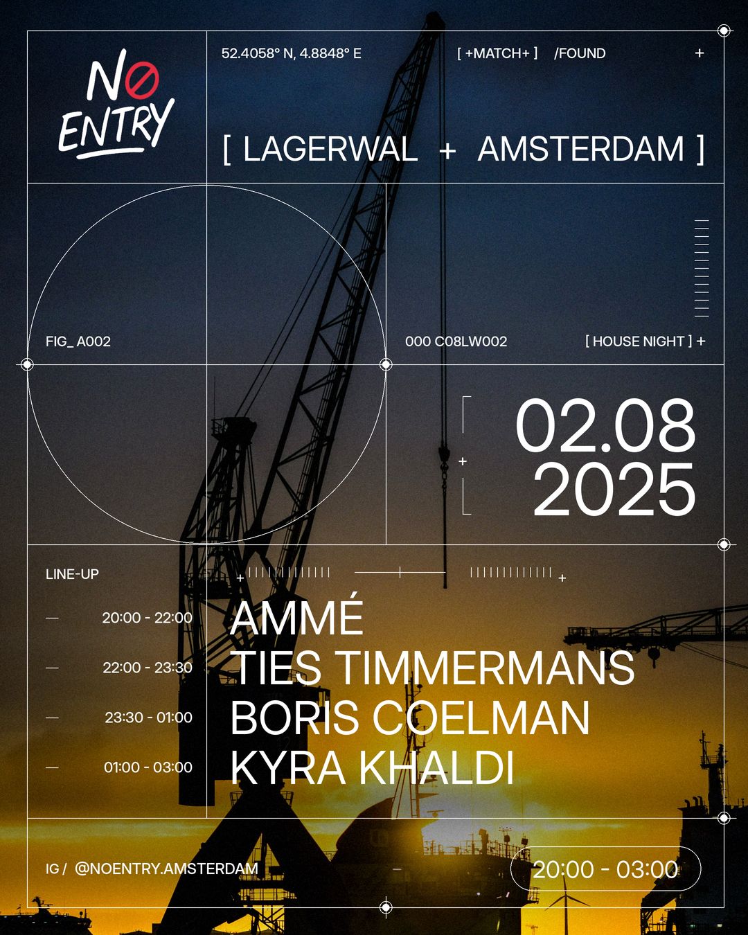 Poster No Entry Pride Edition, Lagerwal Amsterdam, Saturday 2 August 2025, with Ammé, Ties Timmermans, Boris Coelman, Kyra Khaldi